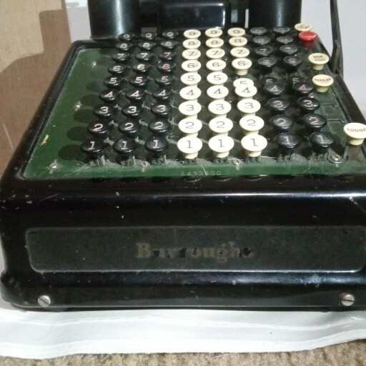 Burroughs Portable Adding Machine Hand Crank Antique 8 Column