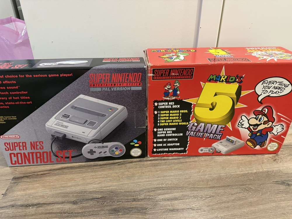 Super Nintendo console boxed - Marios 5 game value pack PAL