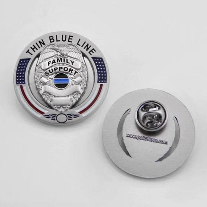 Thin Blue Line Family Police Officer's Shield Support Pin- Hat-Tie Tac-Lapel Pin