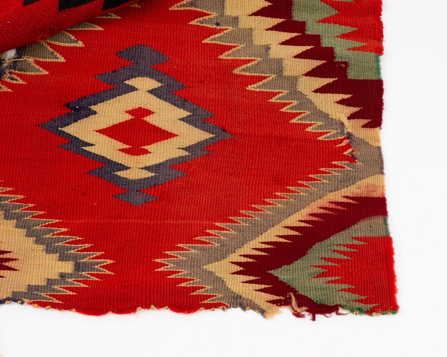 Beautiful Antique Navajo Germantown Panel Saddle Child's Blanket Rug 50" x 36.5