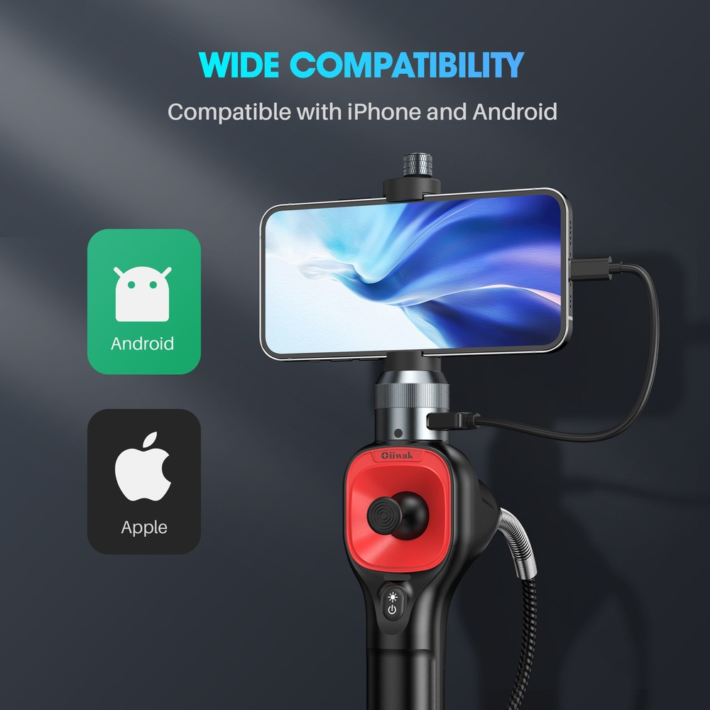 1080P 360° Rotation Borescope Endoscope Camera fit for iphone Android Type-C Kit