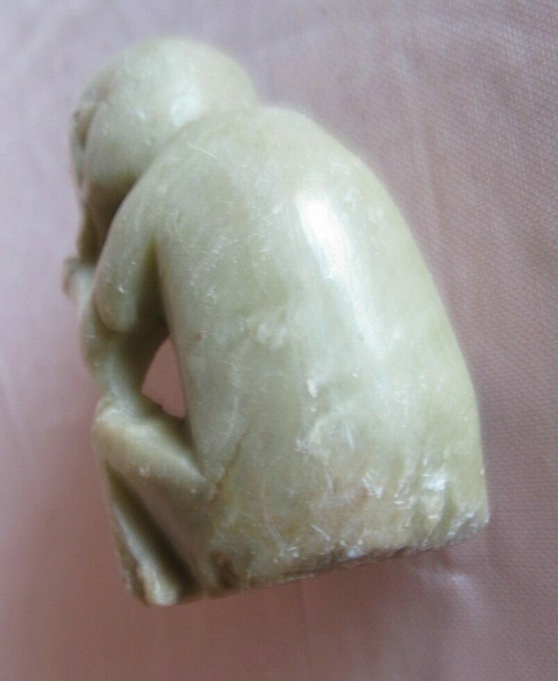 Small Monkey Statuette In Hard Stone Lard Stone