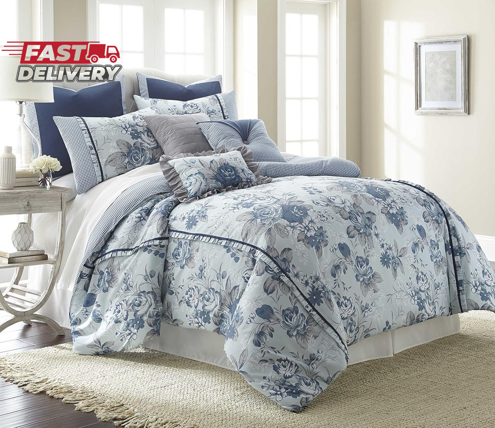 Modern Threads Farmhouse 8-Piece Floral Comforter Set Queen