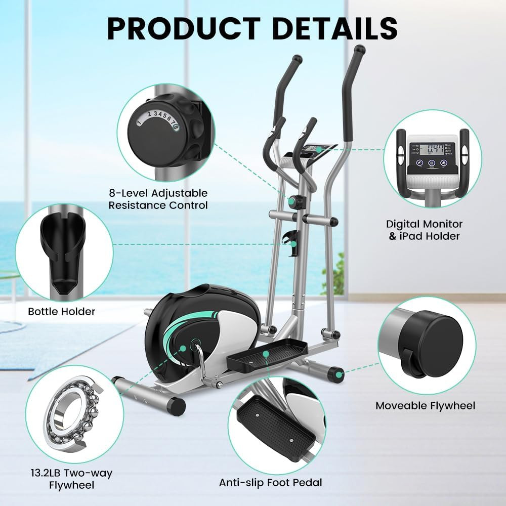 Dripex Elliptical Exercise Machine, Hyper-Quiet Elliptical Machine for Home, Mag