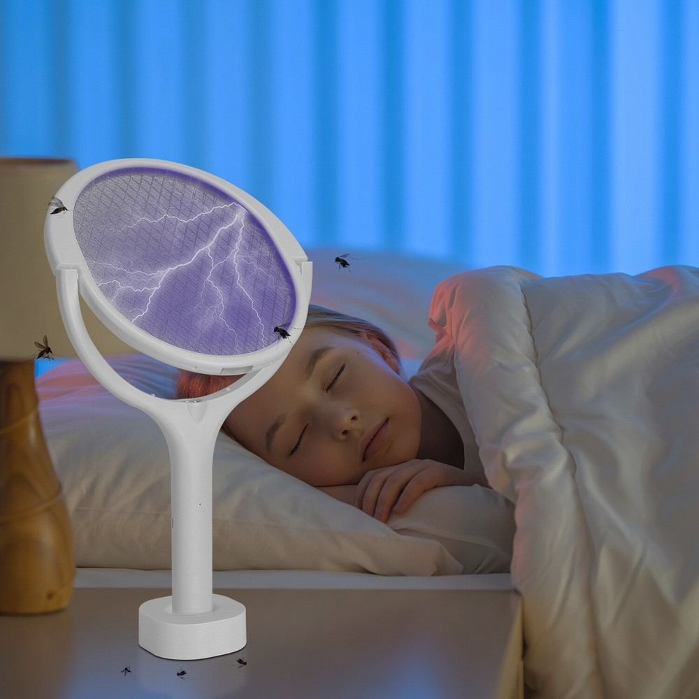Rotating Head Mosquito with a Telescopic Extension Bug Zapper Racket