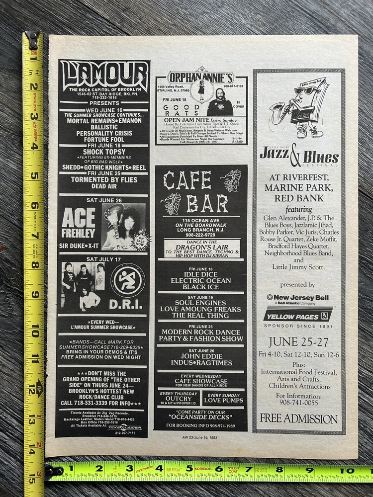 KISS Concert Ad Advert ACE FREHLEY Tour June 26 1993 L'Amour NY Vintage Kiss B