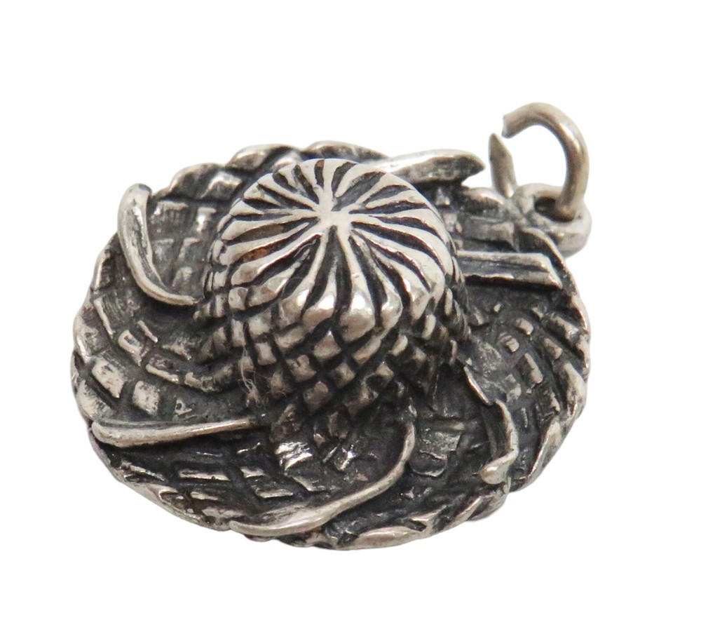 Sterling Silver Wide Brim Fancy Hat Charm
