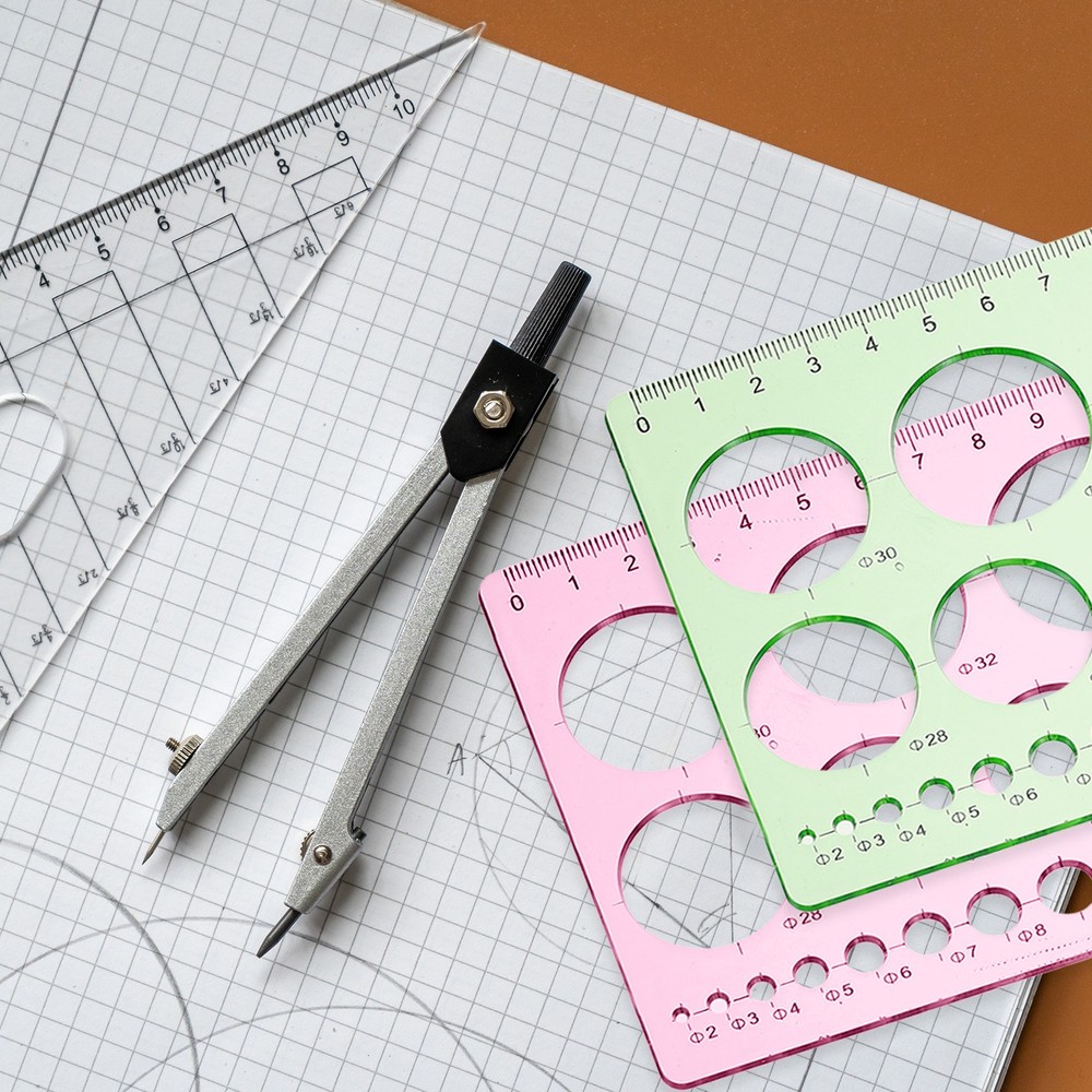 4Pcs Circle Template, Circle Stencils Measuring Measuring Rulers Geometry Tools