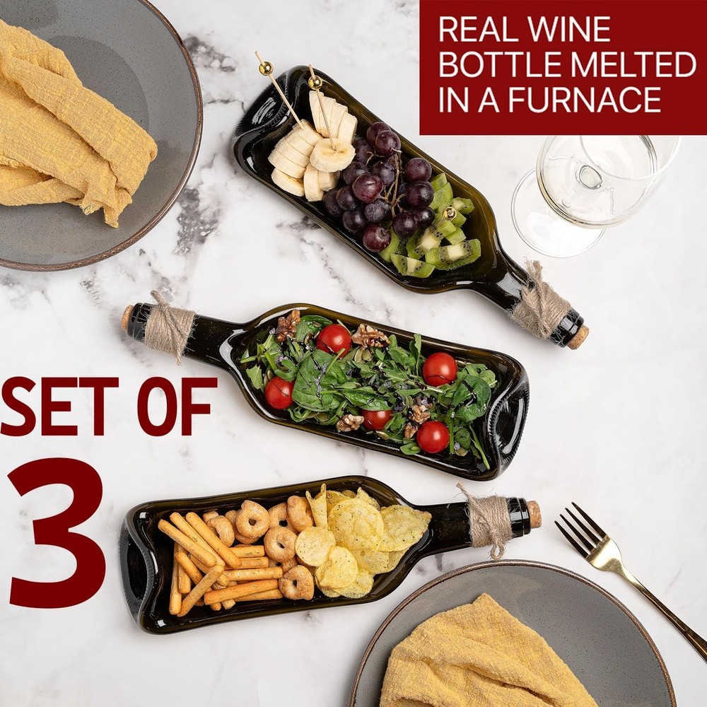 Melted Wine Bottle Serving Boards Decorative Rectangle Serving Trays Home Decor