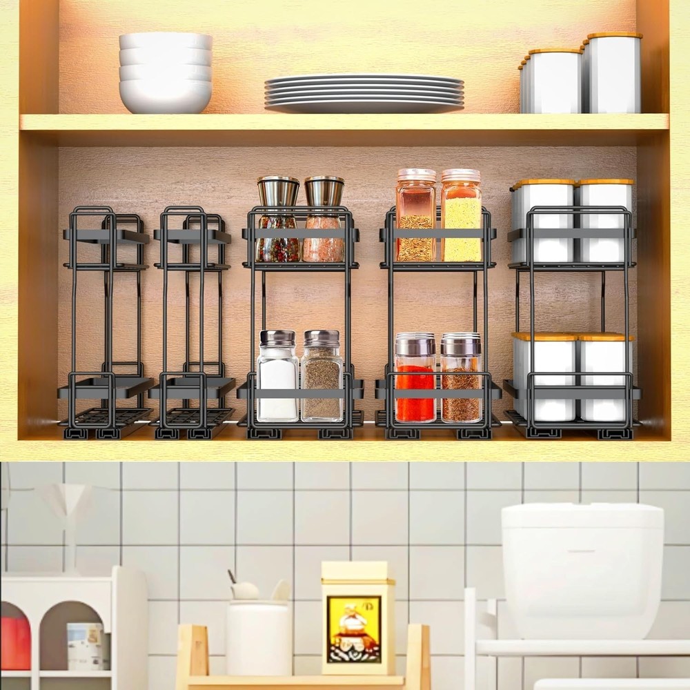 Pull Out Spice Rack Organizer Inside Kitchen Cabinets Heavy Duty Slide Out