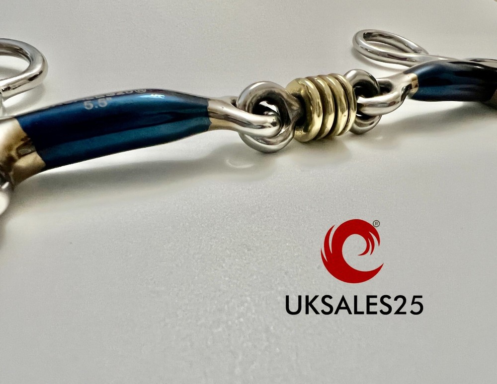 Hanging Cheek Snaffle Blue Sweet Iron / Brass Roller links *SAME DAY DISPATCH*