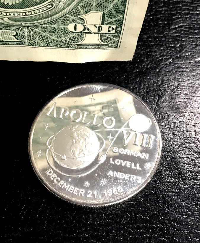 APOLLO 8 SILVER PLATE PROOF COMMEMORATIVE BORMAN LOVELL ANDERS DEEP MIRROR