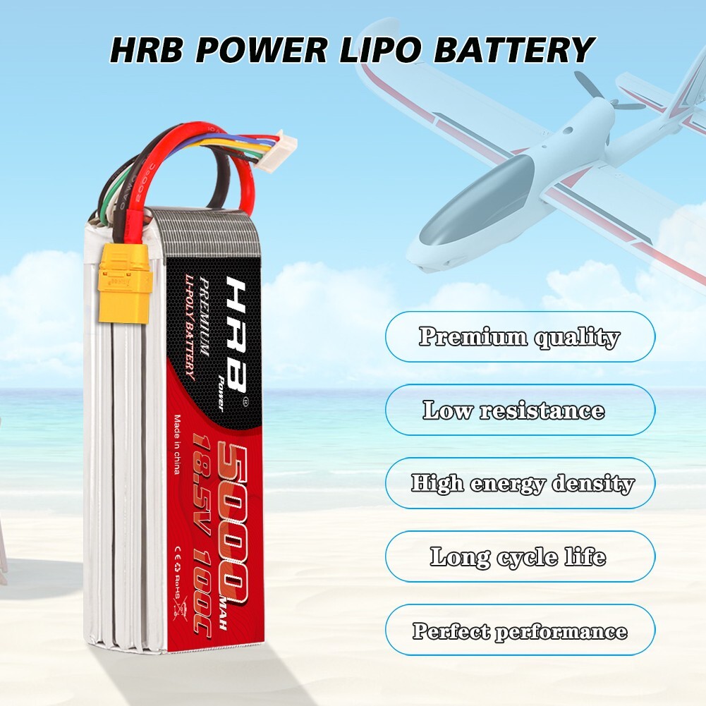 HRB 18.5V 5000mAh 5S XT90 100C LiPo Battery for RC Helicopter Drone Car Truck US
