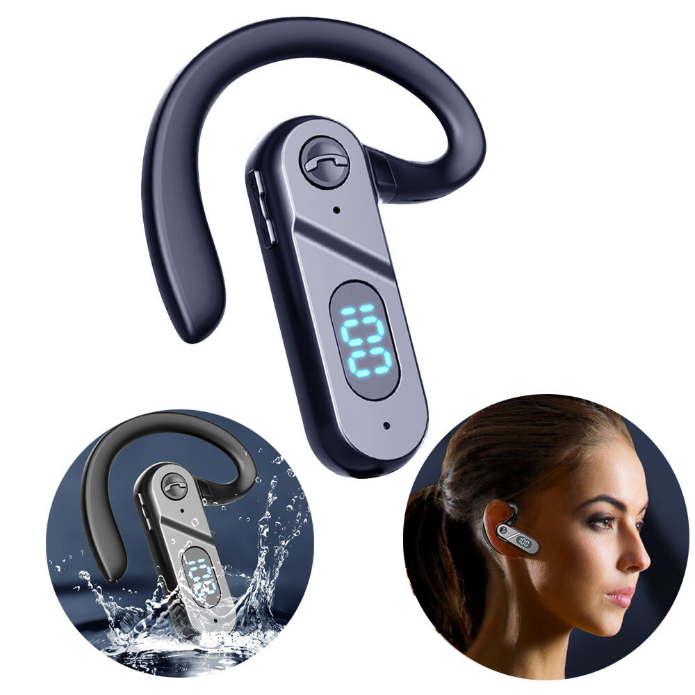 Bluetooth 5.2 Earphone Headset Stereo Earhook w/ Mic for IOS Android Cell Phones