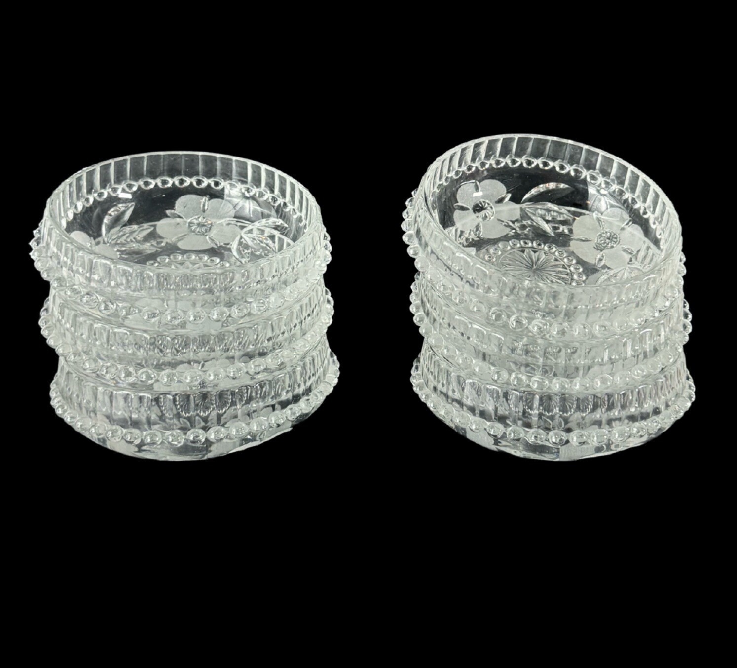 DECOR Italian Floral Beaded Art Glass Serving Bowl Set & Six Bowls Insalta Oslo