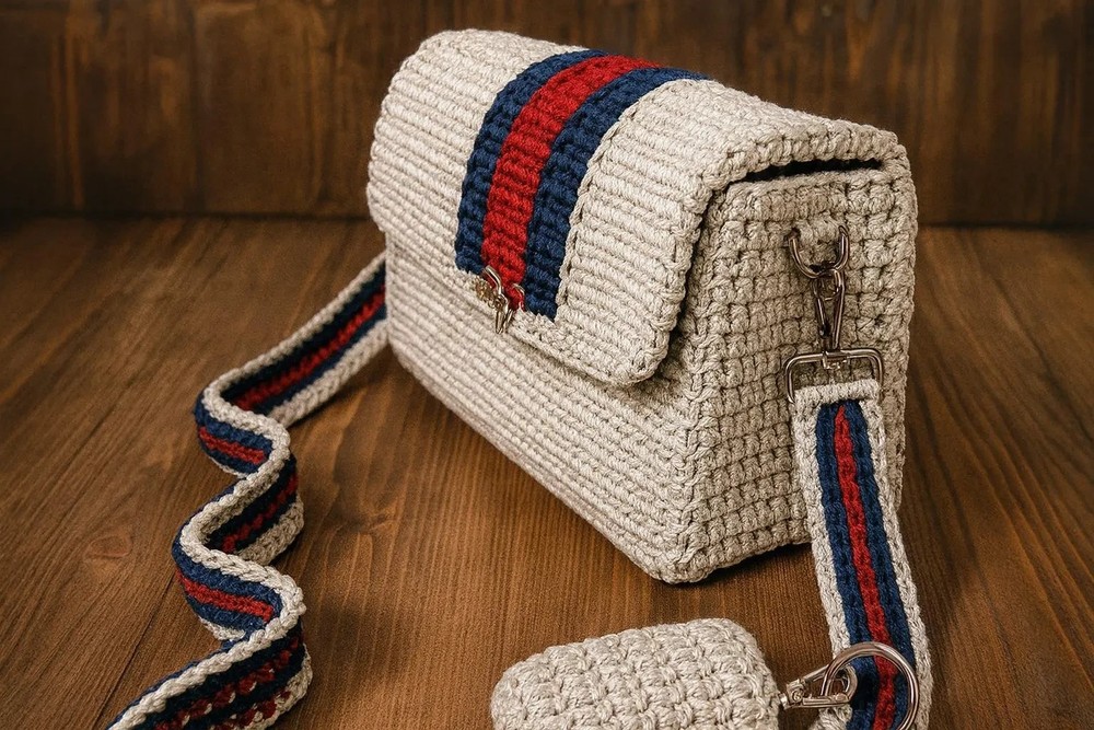 Crochet Crossbody Bag Pattern, Striped Design (PDF Pattern)