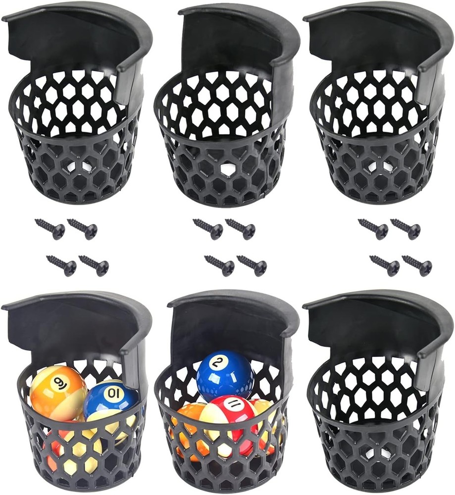 Pool Table Pockets Replacement Pockets for Billiard Table Set of 6 Plastic We...