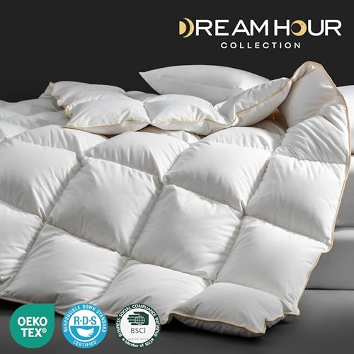 Luxurious Goose Down Comforter King Size Filled with King-90x106 inches White