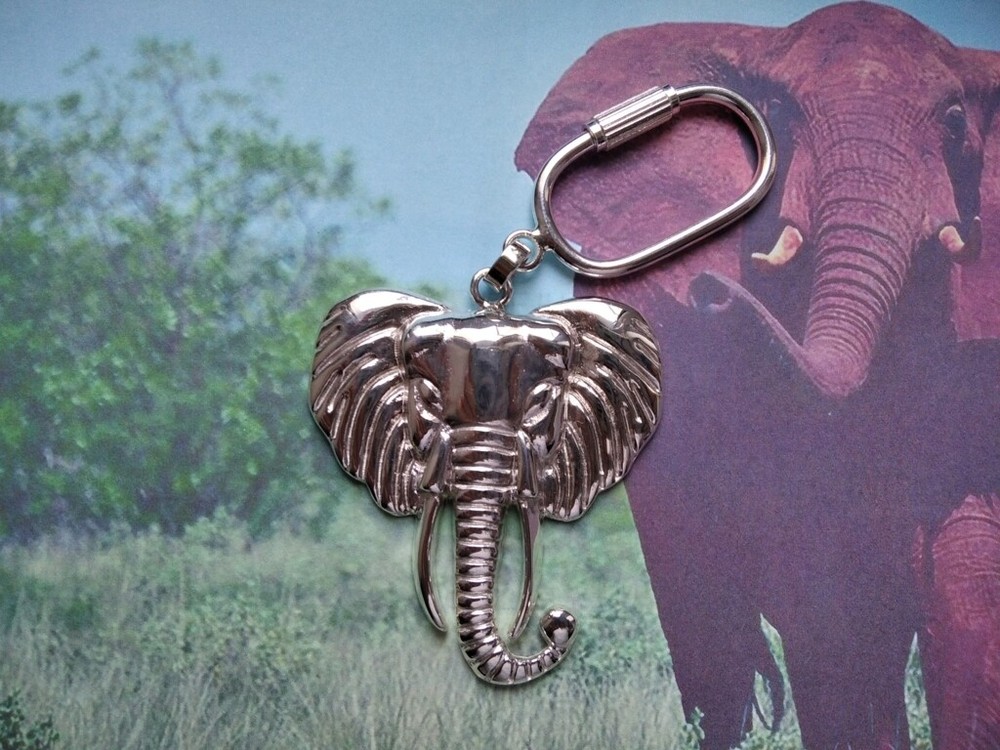 Elephant head Keyring made Sterling Silver 925