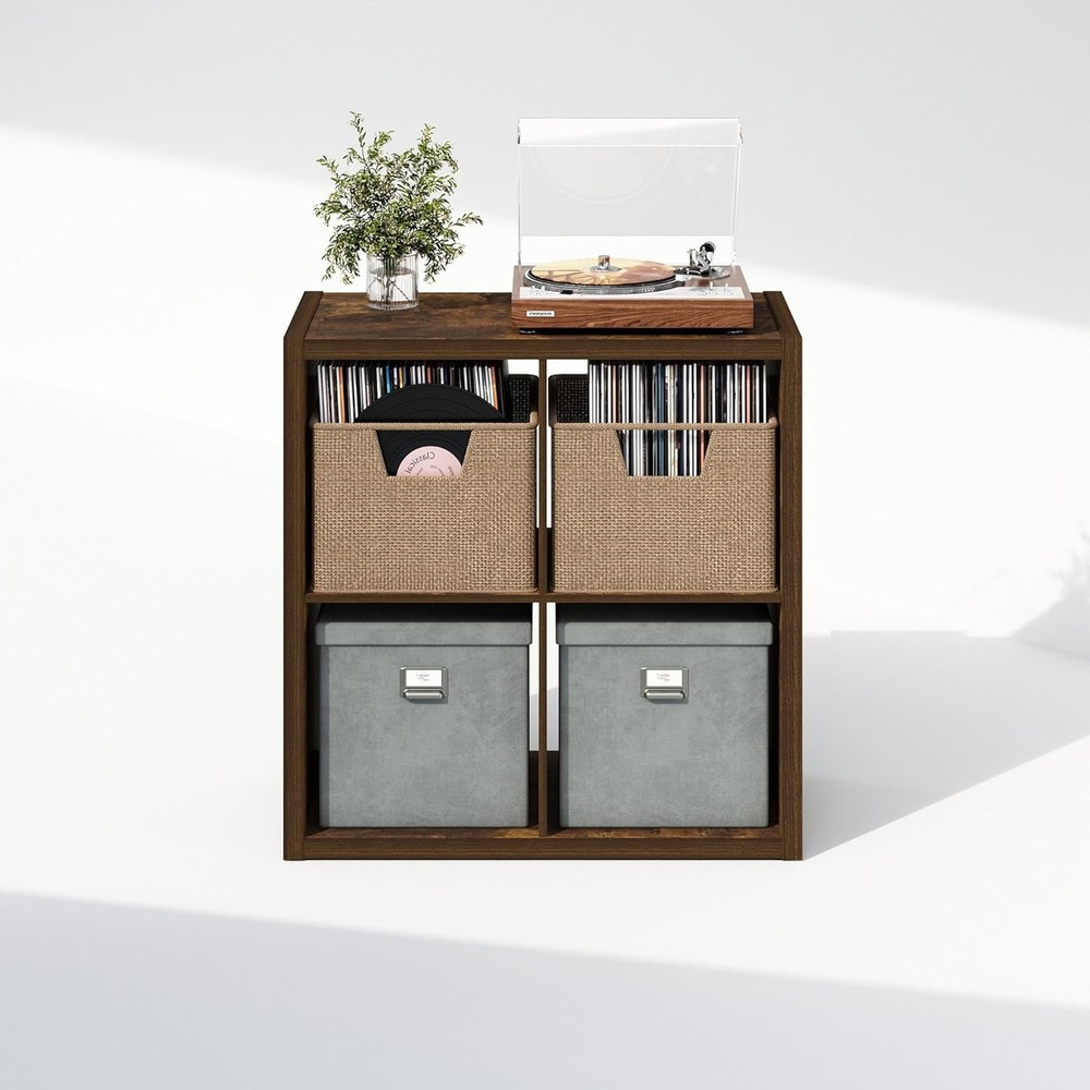 Cubicle Record Player Stand W/ Vinyl Storage 4-Cube 1.2 Extra Thick Vinyl Record