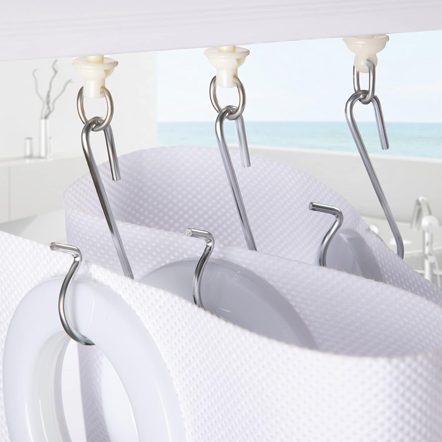 60 Pcs Shower Curtain Track Gliders Hooks Pack of 30 Pieces Hooks and 30 Pieces