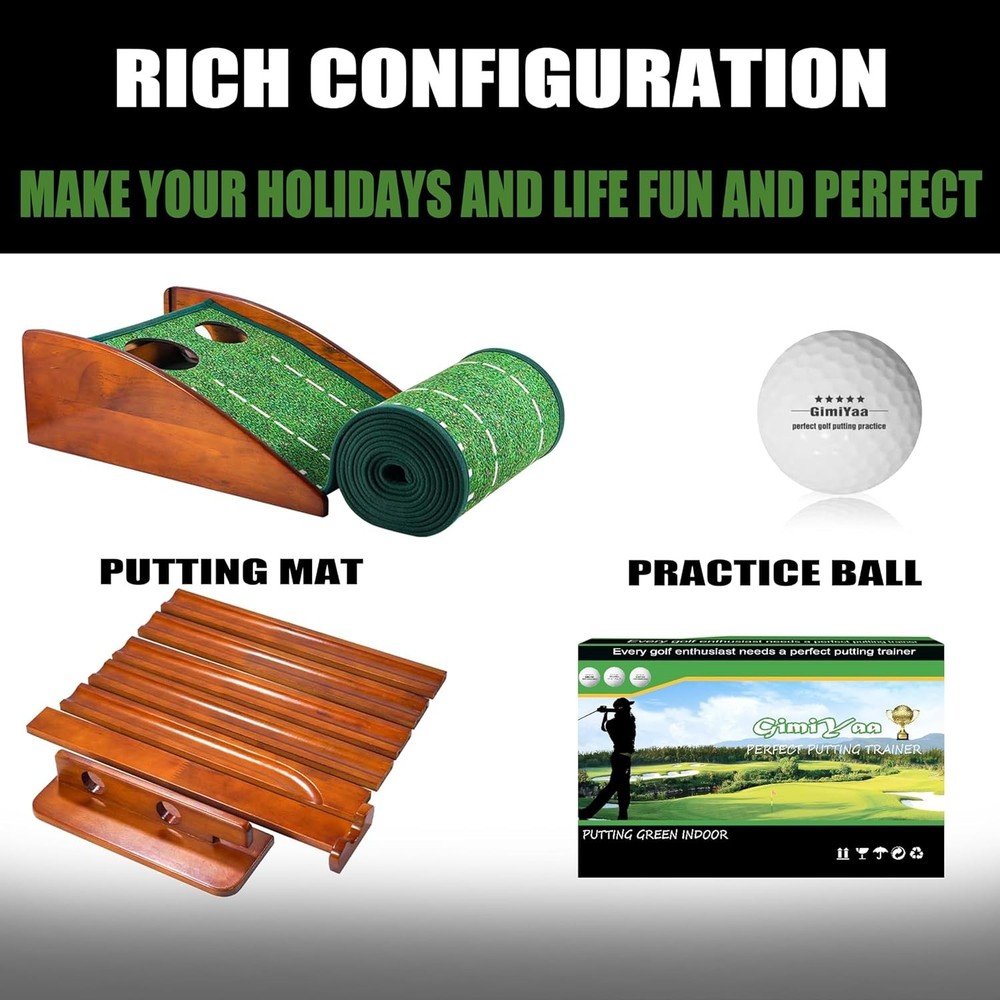 Compact Golf Putting Green Mat - Auto Ball Return & Foldable for Home and Office