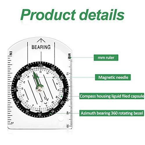 9 Pieces Orienteering Compass Hiking Backpacking Camping Compass Map Reading