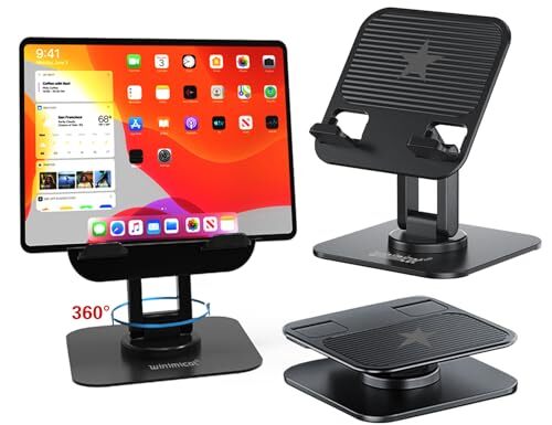 Tablet Stand, Cell Phone Stand for Desk, 360° Rotatable Foldable Adjustable