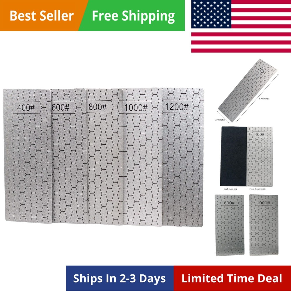 5 Pieces Diamond Sharpening Stone Set,Diamond Lapping Plate Coarse/Medium/Fin...