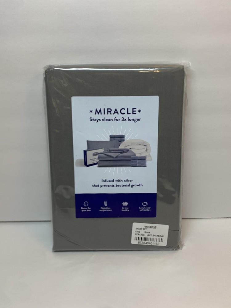 Miracle Made KING SIZE Percale Pillow Case Set x2 Anti-bacterial Temp Regulating
