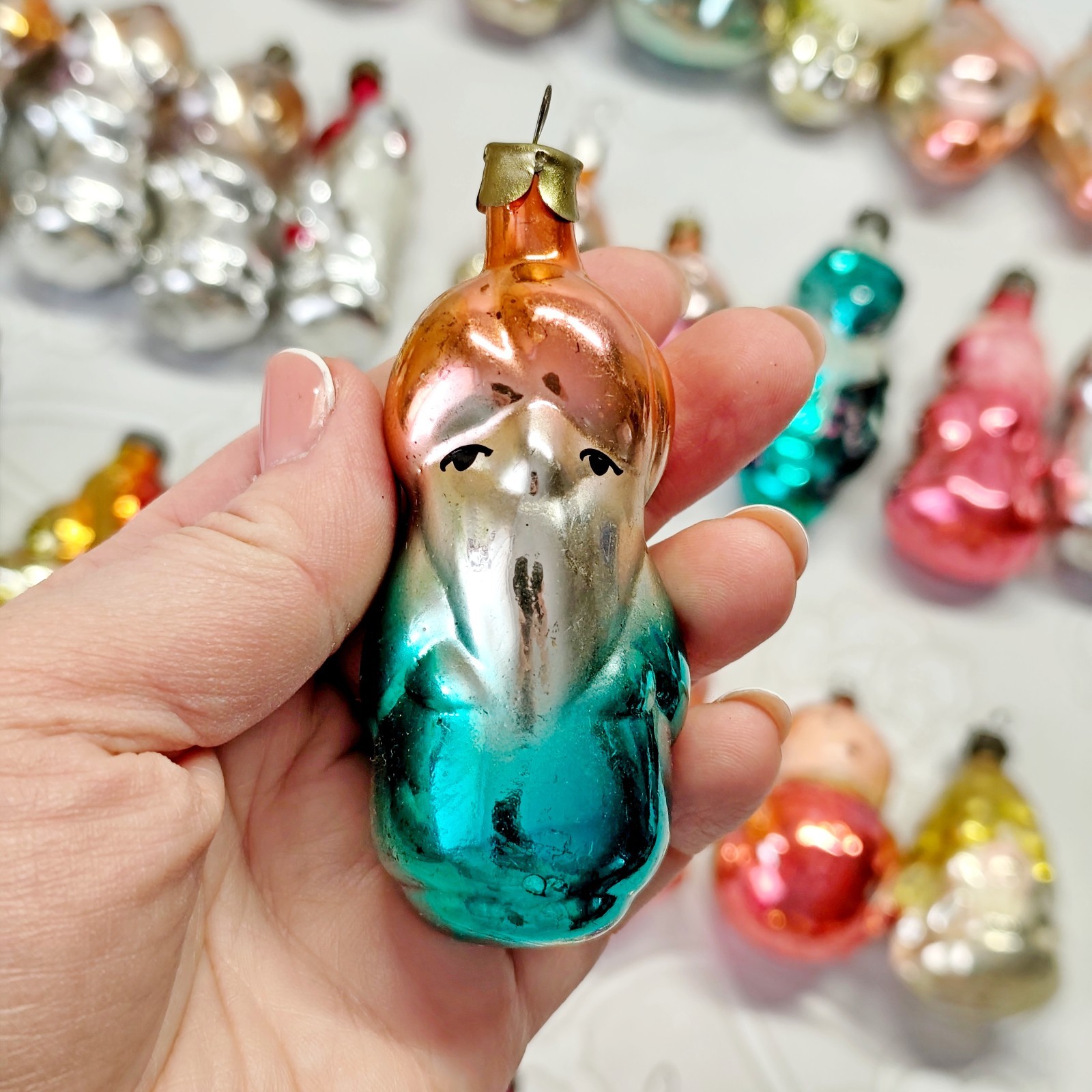 Vintage glass Christmas Ornament character animal decoration soviet USSR №728