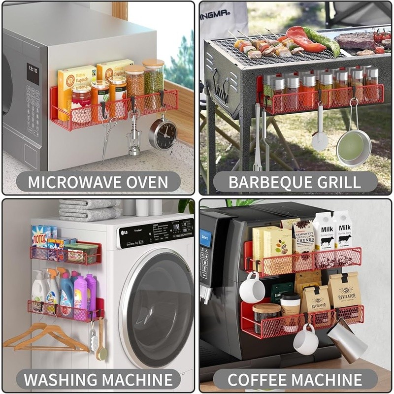 Magnetic Spice Rack Organizer Set Hook Kitchen Laundry RV Storage Solution New