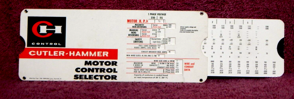 Cutler Hammer Motor Control Selector 1960