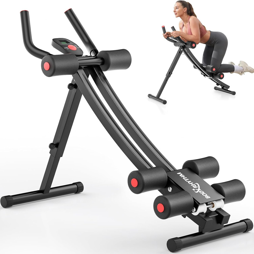 BODY RHYTHM Dual-Track Ab Machine with 4 Adjustable Heights, Foldable Core & Abd