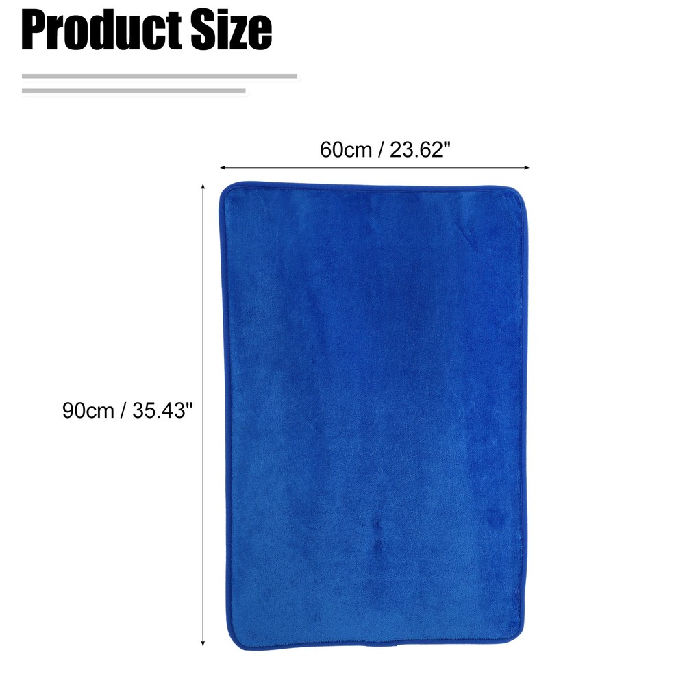Bathroom Rugs Bath Mat Machine Washable Solid Color Pattern Dark Blue 90x60cm