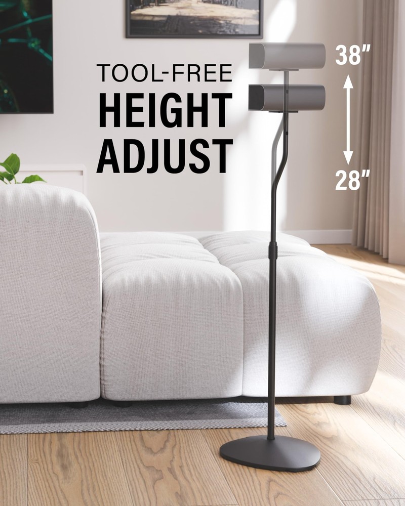 Speaker Stands Pair - Adjustable Height Speaker Stands for Satellite & Booksh...