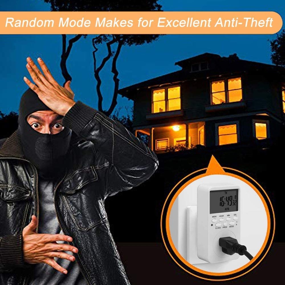 7-Day Programmable Digital Countdown Plug Timer for 110V AC, Energy-Saving In...