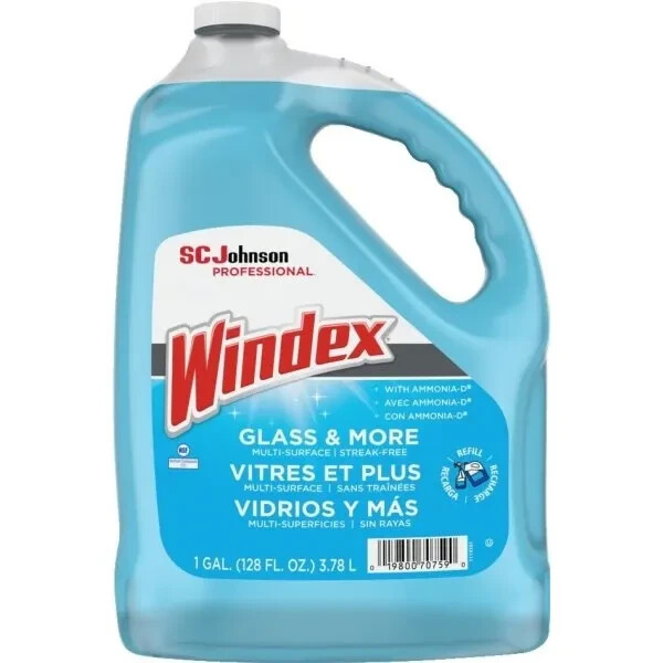 Windex Glass & Multi-Surface Cleaner, 128 Oz Bottle, 4/Case