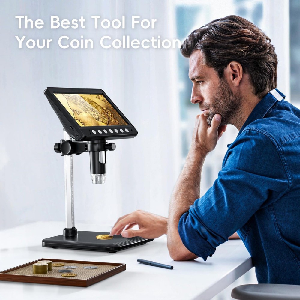 New 7 "IPS Digital Microscope Tool 1200X 1080P Video Focusing Camera Microscope
