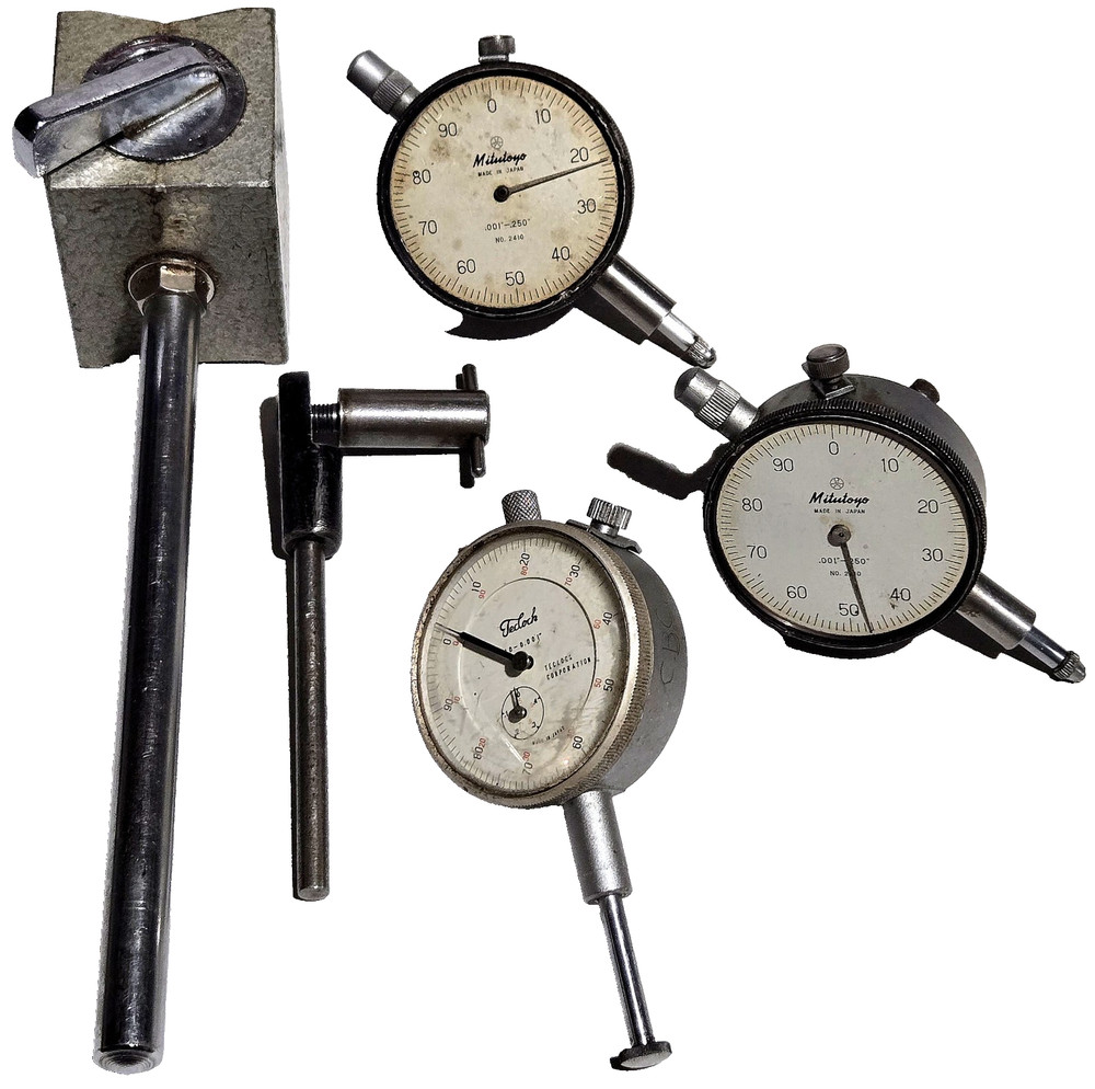 Mitutoyo Dial Indicator Teclock LOT Magnetic Base Clamp Machinist Tools