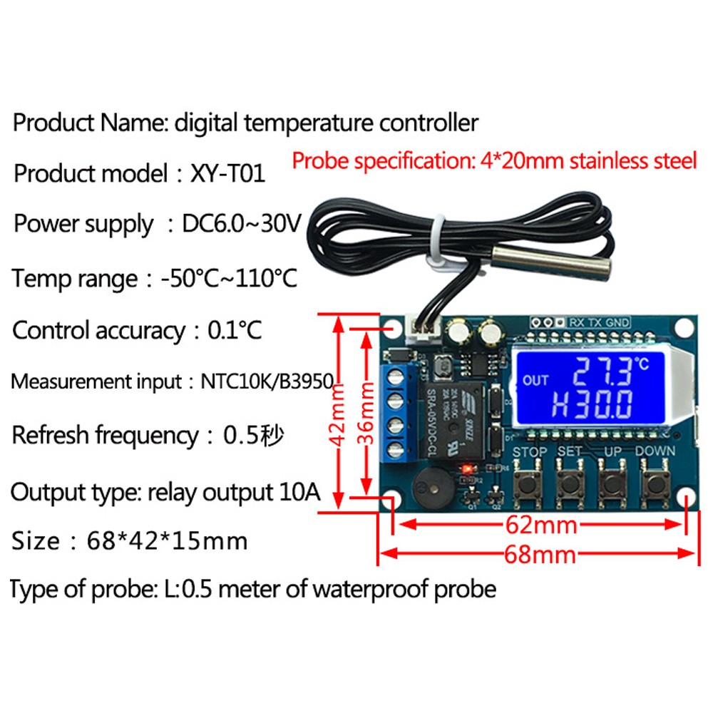 XY-T01 Digital High Precision Thermostat Heating Temperature Controller Module