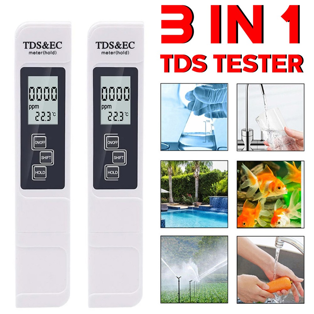 2Pc TDS Meter Digital Tester Water Quality Testing Kits Drinking Water 0-9990ppm