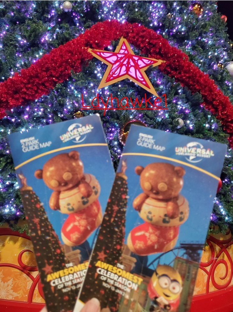 2 2021 Universal Studios Christmas Holiday 2Park Brochure Guide Map Macys Parade