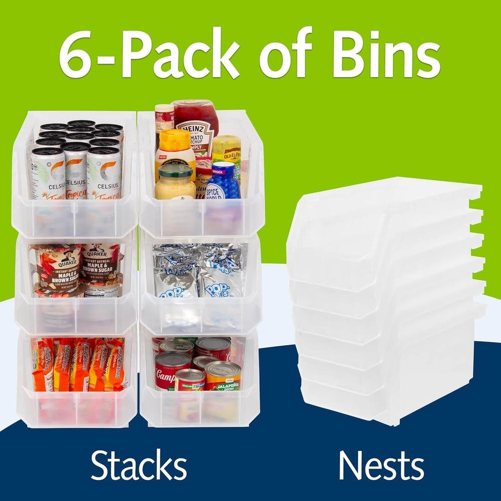 ReadySpace Large Plastic Storage Bins, Stackable Organizer Containers for Clo...