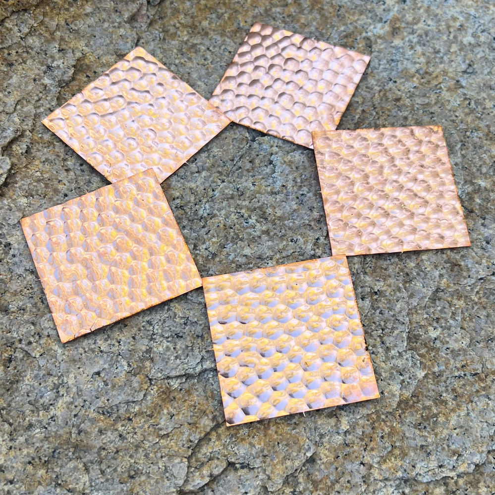 Hammered Copper 2"x2" Square Stamping Blanks (3 Pack)