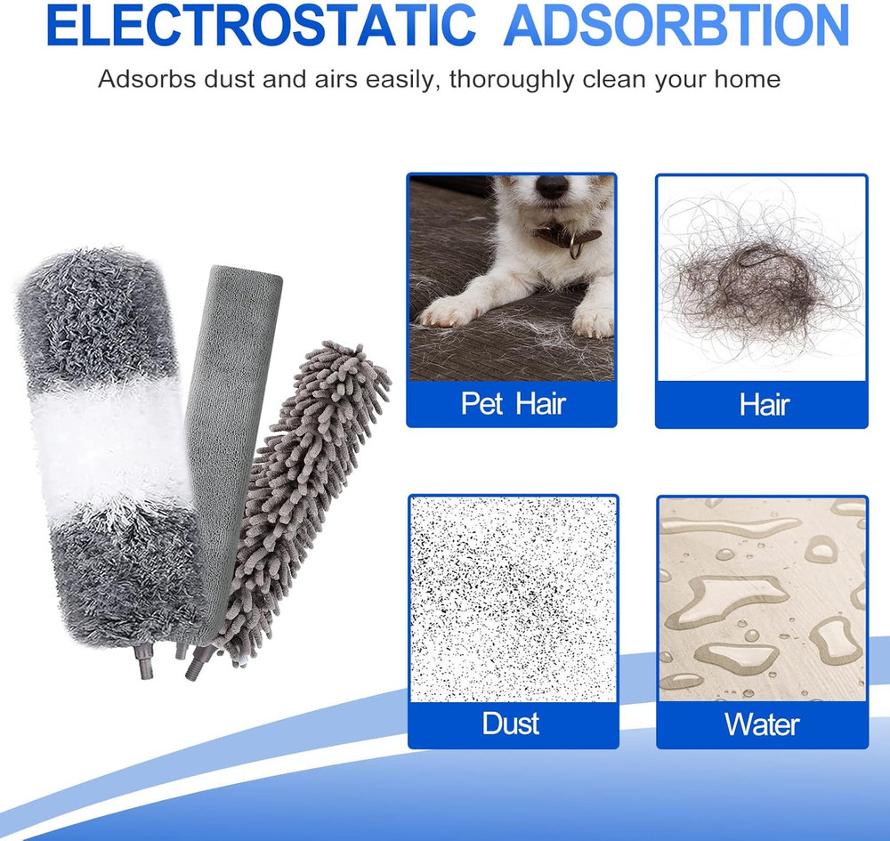 Microfiber Duster Kit (11PCS) - Washable Dusters with Extension Pole (30 to 100
