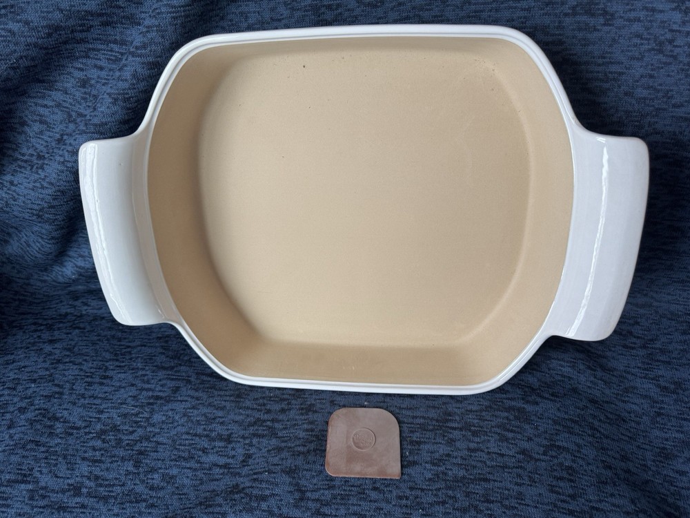 Pampered Chef Ceramic Rectangle Baking Dish - Oven Safe, 14.5 Cup, White