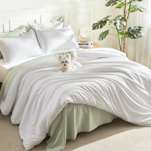 White Comforter Set Size, 3 Pieces Lightweight Solid Queen Bright White