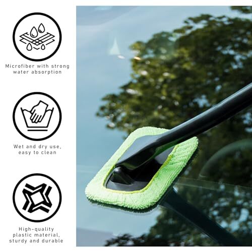 Car Windshield Cleaning Tool, Microfiber Auto Window Cleaner Set with 4