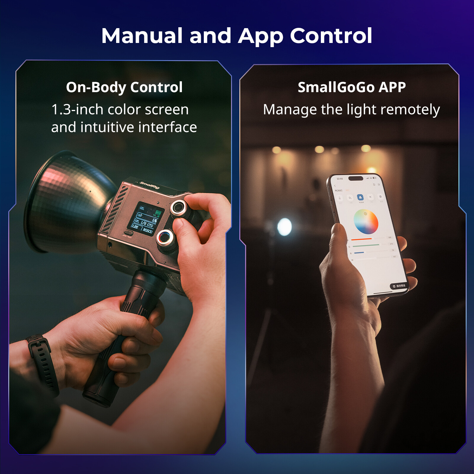 SmallRig RC 60C RGB LED Video Light Built-in Battery 2500K-10000K 4808